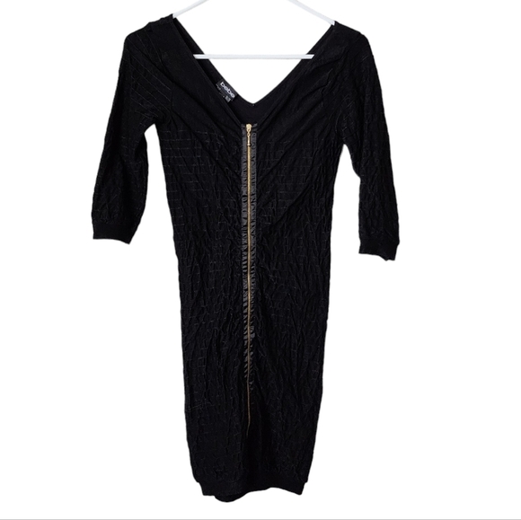 BEBE Y2k bodycon stretch dress in black full zip size M/L - Picture 1 of 7